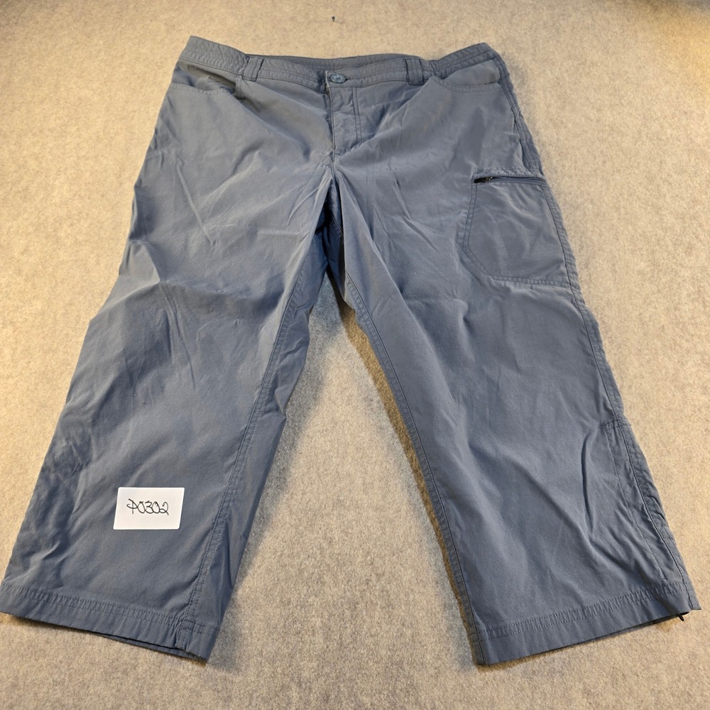 Eddie Bauer Travex Womens 14 Blue Cropped Capri Hiking Outdoor Cargo Pants P0302